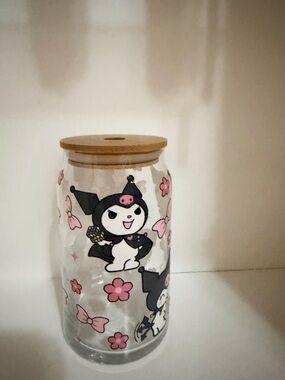 Sanrio Kuromi Glass Jar with Pink & Black Character Accents